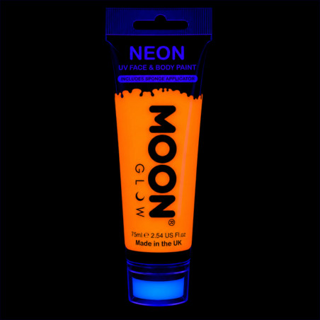 Maquillage fluo UV avec applicateur éponge - 75 ml - Orange